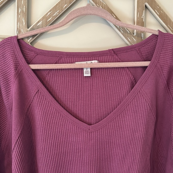 Free People Santa Clara Thermal Long Sleeve Top in Mulberry NWT - Picture 7 of 8
